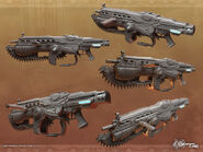 Arte conceptual de una Lancer en Gears of War