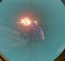 A sniper bullet grazes Clay's helmet.