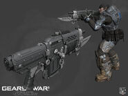Pre-modelo de la Lancer Retro para Gears of War 3.