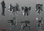 Seungjin-woo-fortificationsentry-concept-005-b.jpg (625 kB) Modelos de varios Centinelas. Nótese el modelo de un tercer centinela que no apareció, posiblemente una versión alterna de un Centinela Incendiario