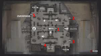 The locations of the command posts