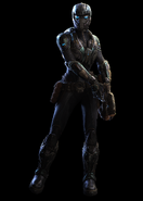 A female in Locust War era Onyx Guard armor