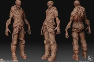 Tres vistas al modelo 3D de un ex-humano
