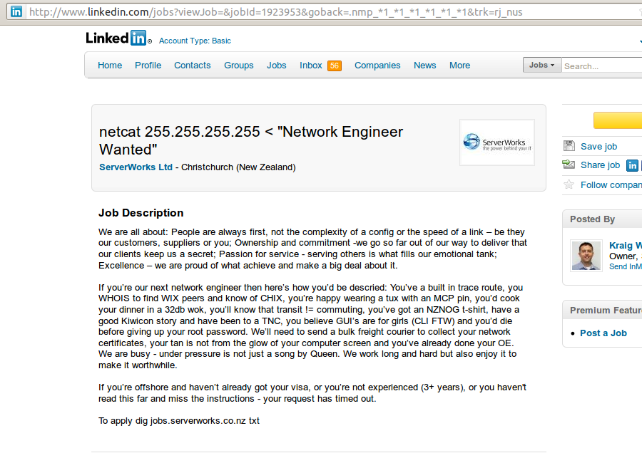 Serverworks sexist job advert