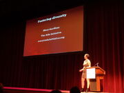 800px-Mary Gardiner; opening keynotes, 'Fostering diversity - not a boring chore, a critical opportunity'; Wikimania 2012