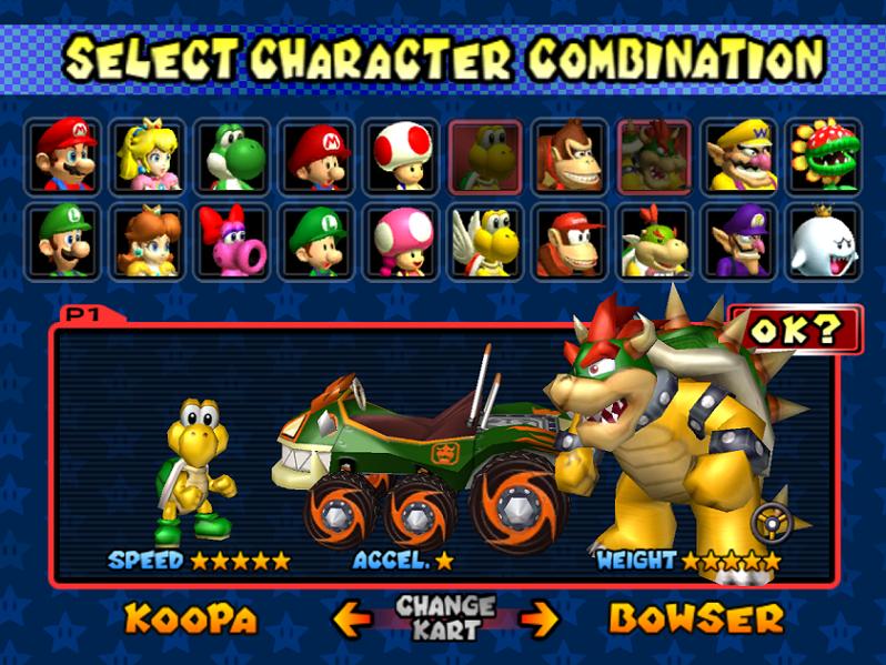 mario kart double dash characters