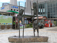 Sanpei, Kappa & Tanuki statues at Shigeru Mizuki Road