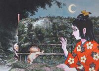 Azuki-Arai appearing in Kuneyusuri's Yōkai Illustration