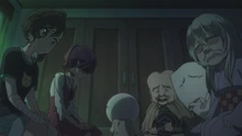 Medama-Oyaji tells everyone Kitarō has been turned to stone.