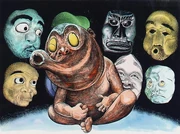 Traditional image of Hyottoko.