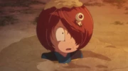 Kitaro digging to escape Tantanbo's phlegm attack in the sixth anime.