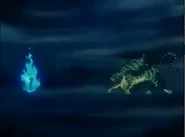 An example of Yōki powering up against Suiko in the 1996 anime.