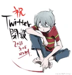 Ichirō na ilustração de inauguração da conta oficial de Akuma-kun no Twitter.