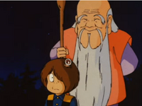 With his son and Fuku-no-Kami