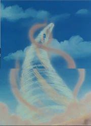 Kitarō as a menko creating a whirlwind in the 1985 anime