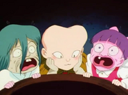 Konaki-Jijii and Sunakake-Babaa and Neko-Musume with their faces being switched with Oshiroi-Babaa's powder in the 1996 anime.