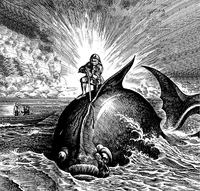 Illustration of Merman and Harp