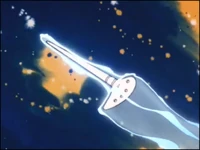 The Ocarina empowered with Belial's red lightning bolts.