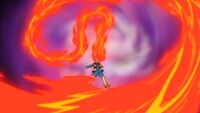 Kitaro first using Jigoku's flames from the Jigoku key in episode 33.