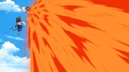 Flamethrower-like attack by blowing on Tsurube-Bi in the 2007 anime.