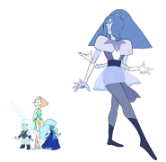 Size comparison to Scorzalite, Pearl, and Sapphire.