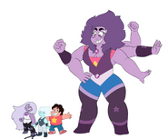 Size comparison to Lepidolite, Steven, and Amethyst.