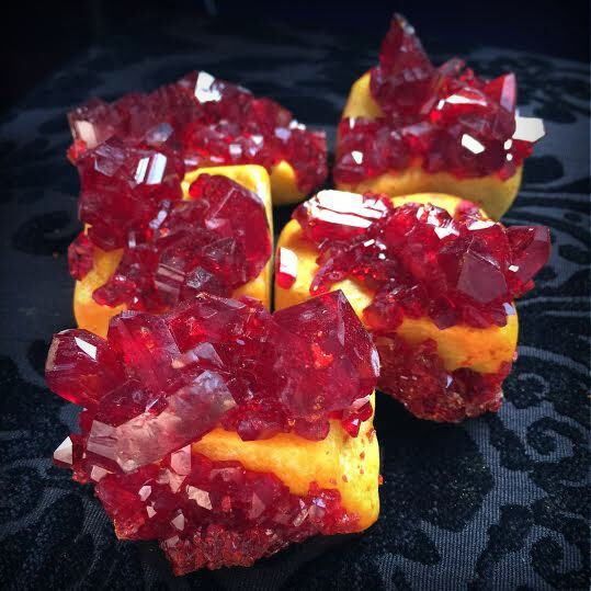 Pruskite ruby red crystals on matrix from Poland specimen shiny lustrous