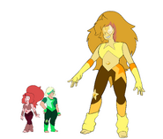 Scapolite's size comparison to her component Gems.