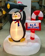 6ft Gemmy Airblown Inflatable Christmas Animated Penguin Skating Scene Prototype