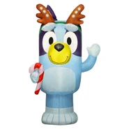 Bluey with Antlers and Candy Cane