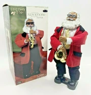 animated saxophone playing Santa (african american)