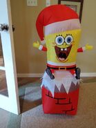 Gemmy inflatable Spongebob on chimney