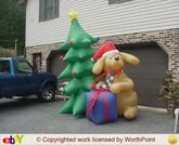 Christmas dog w/ present and tree