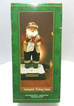 Vintage Animated Santa Claus Fishing with Music ,Gemmy North Pole  Productions