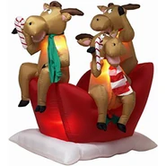 6ft Moose trio in sleigh