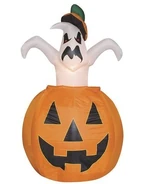 Animated Scary Ghost Popping Out of Jack O' Lantern