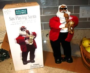 Sax Playing Santa (up on the housetop, african american)