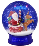 Snowglobe-Santa in sleigh w/ reindeer