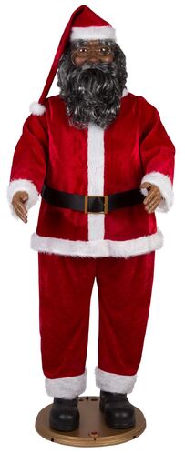 72 LIFE SIZE SANTA CLAUS AFRICIAN AMERICAN SINGING ANIMATED