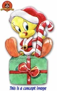 Santa Tweety Bird on Present (Concept Art - Unreleased)