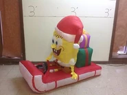 SpongeBob on sled