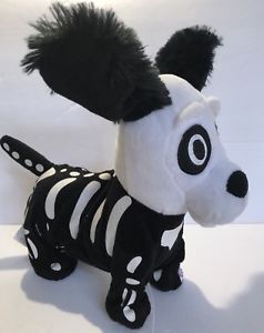 Gemmy Animated Skeleton Dog Black White Dances Halloween MJ Thriller Music 10”