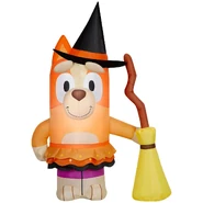 Bingo in Witch Costume with Broom