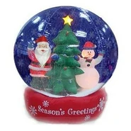 Santa & Snowman Scene (Blue Background)