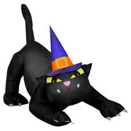 Animated Black Cat with Witch Hat