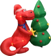 T-Rex decorating tree