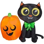 Cutie Black Cat & Pumpkin