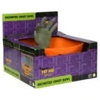 Hand Candy Bowl-Witch Hand In Orange Candy Bowl With “Trick Or Treat” Text And Witch Related Pictures In box