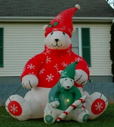 8ft Polar Bear in red w/ baby