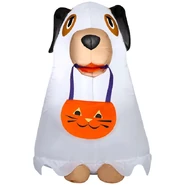 Ghost Dog with Jack-O'-Lantern Treat Bag